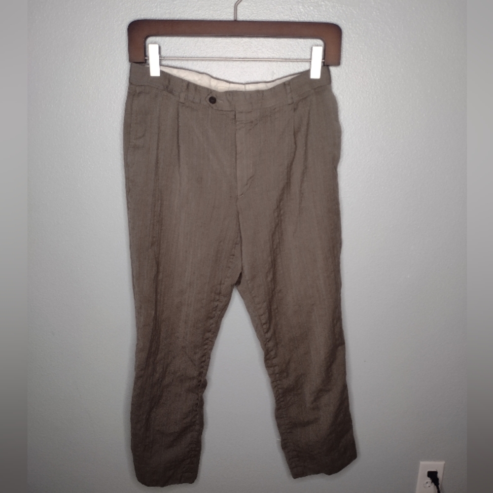 Oscar De La Renta Mens Wool Dress Pants 42R W34  Striped Work A18